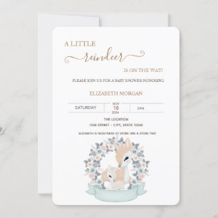 Cute Baby Deers Roses Baby Shower   Invitation