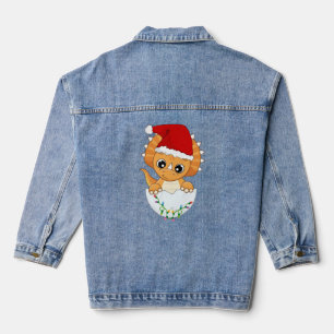 Cute Baby Dino Christmas Denim Jacket