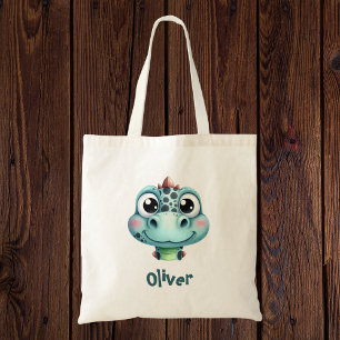 Cute Baby Dino Face Tote Bag
