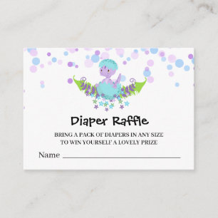 *~* Cute Baby Dinosaur Baby Shower Diaper Raffle Enclosure Card
