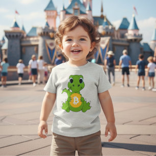Cute Baby Dinosaur Bitcoin Crypto Graphic Toddler  T-Shirt