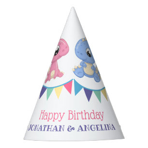 Cute Baby Dinosaur Boy and Girl Joint Birthday  Party Hat