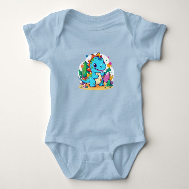 Cute Baby Dinosaur Design Bodysuit (Front)
