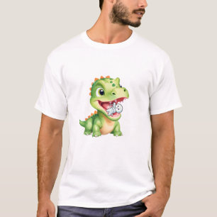 Cute baby Dinosaur eat skeleton mummy Halloween T-Shirt