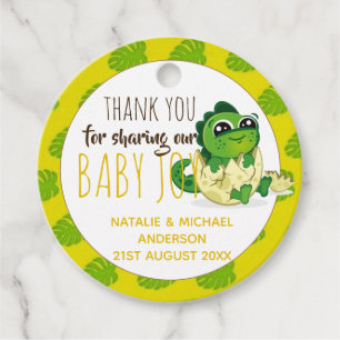 Cute Baby Dinosaur Hatching Shower Party Jurassic Favour Tags