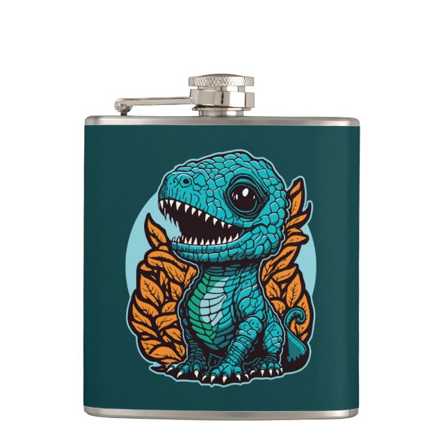 Cute Baby Dinosaur Hip Flask (Front)