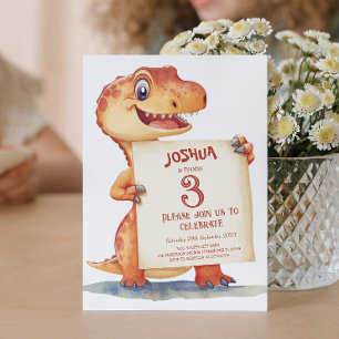 Cute Baby Dinosaur I Sign Kids Birthday Party Invitation