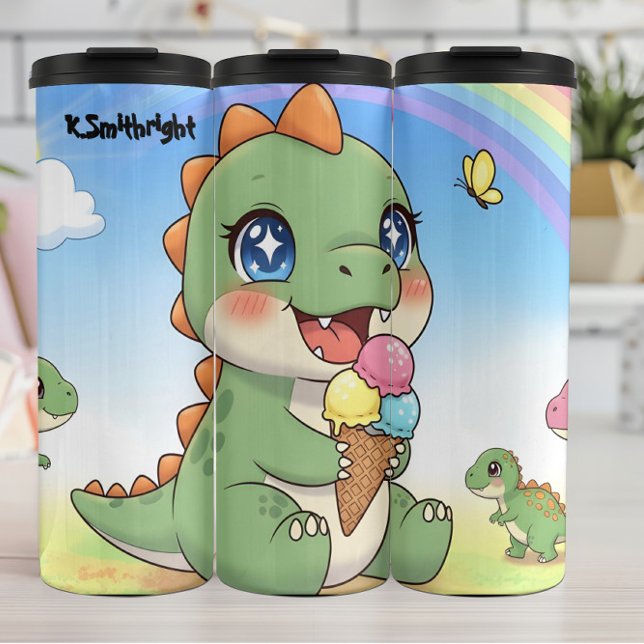  Cute Baby Dinosaur Ice Cream Thermal Tumbler (Creator Uploaded)