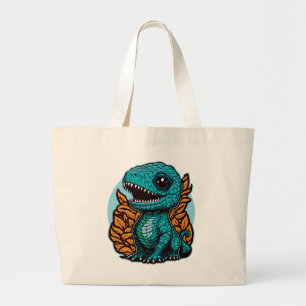 Cute Baby Dinosaur Large Tote Bag