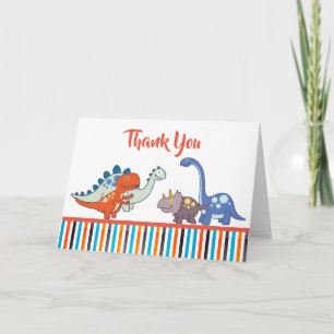 Cute Baby Dinosaur Pattern Print Personalised Thank You Card