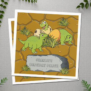 Cute Baby Dinosaur Prehistoric Cartoon Party Paper Napkin