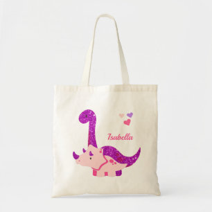 Cute Baby Dinosaur Purple Personalised Tote Bag