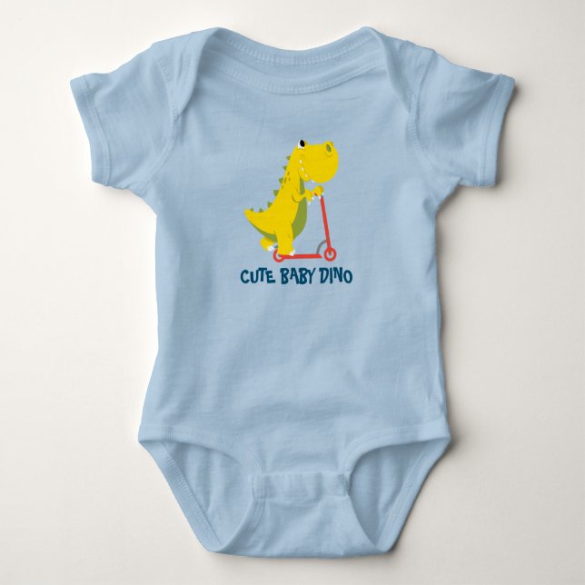 Cute BABY dinosaur Scooter Toy  Baby Bodysuit (Front)