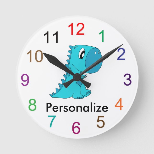 Cute baby dinosaur wall clock (Front)