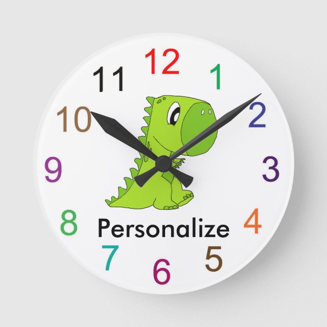 Cute baby dinosaur wall clock (Front)