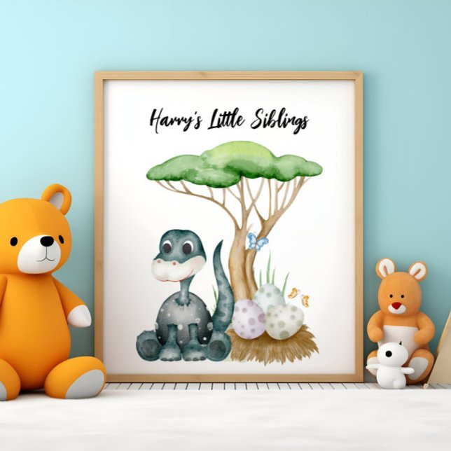Cute Baby Dinosaur With His Little Siblings Poster (Creator Uploaded)