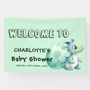 Cute Baby Dinosaur with Its Egg Baby Shower Banner