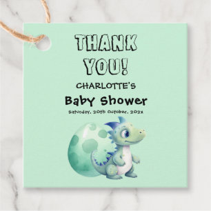 Cute Baby Dinosaur with Its Egg Baby Shower Favour Tags