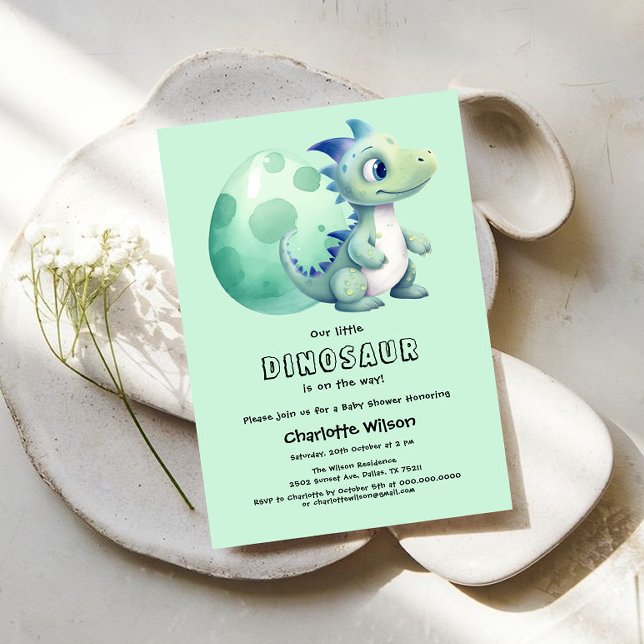 Cute Baby Dinosaur with Its Egg Baby Shower Invitation (Creator Uploaded)