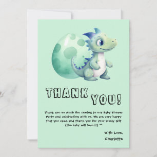 Cute Baby Dinosaur with Its Egg Baby Shower Thank You Card