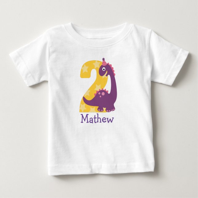 Cute Baby Dinosaurs 2nd Birthday or two month  Baby T-Shirt (Front)