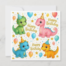 Cute baby dinosaurs birthday card for kids!