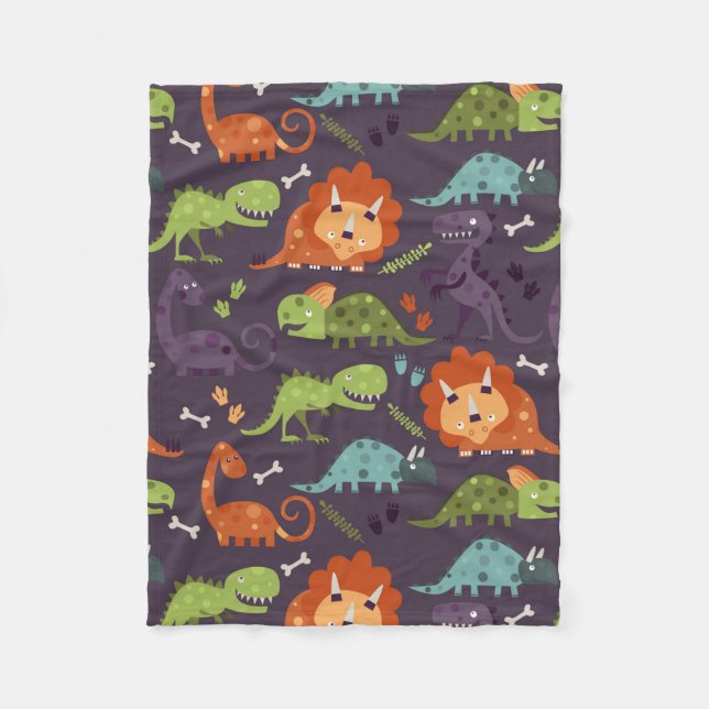 Cute Baby Dinosaurs Dino Boys Fleece Blanket (Front)