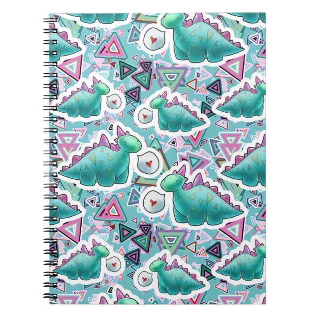 Cute Baby Dinosaurs Pattern Notebook (Front)