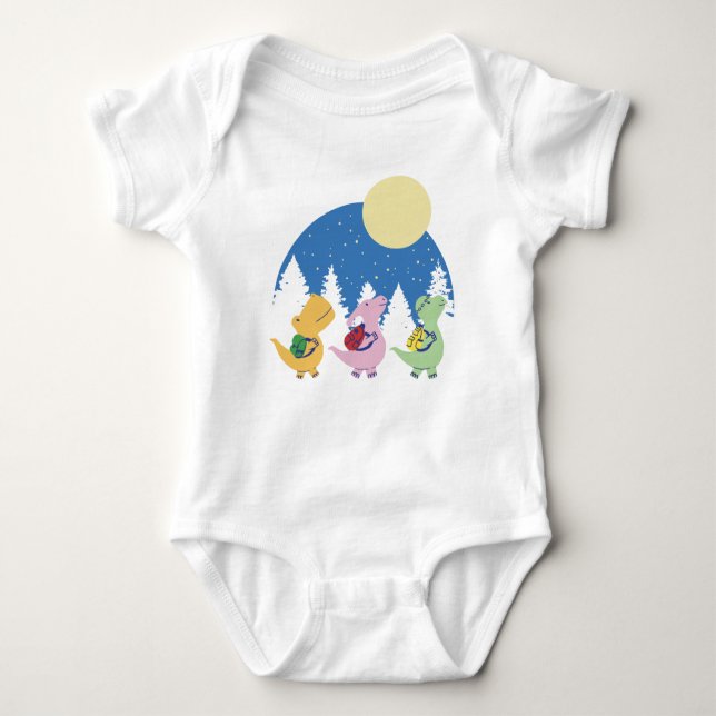 Cute Baby Dinosaurs with Backpacks T-Shirt Design  Bodysuit (Front)