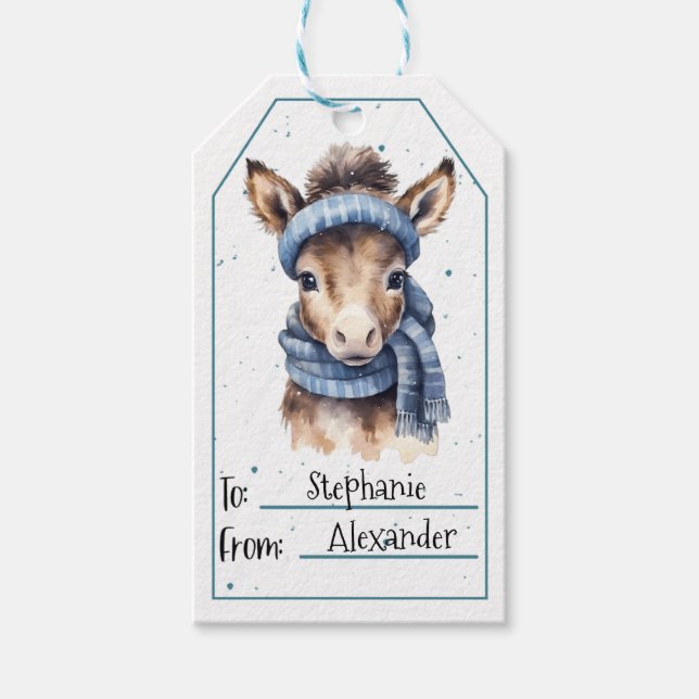 Cute Baby Donkey Gift Tags (Front)