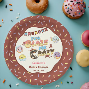 Cute Baby Doughnut Cartoon Baby Shower and Sprinkl Paper Plate