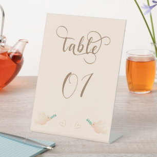 Cute Baby Dove Baby Shower Table Numbers Pedestal Sign