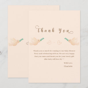 Cute Baby Dove Baby Shower Thank You Card
