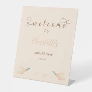 Cute Baby Dove Baby Shower Welcome Pedestal Sign
