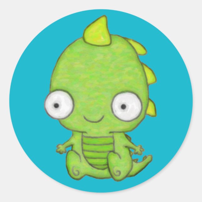 Cute Baby Dragon Classic Round Sticker (Front)