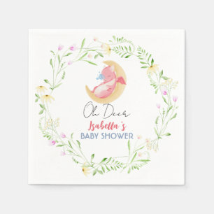 Cute baby dragon dinosaur wildflower baby shower napkin