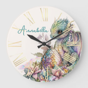 Cute Baby Dragon Egg Large Clock
