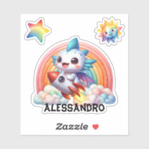 Cute Baby Dragon Flying, Custom Sticker.