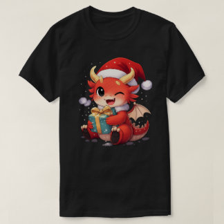 Cute Baby Dragon Holding Gift – Funny Fantasy T-Sh T-Shirt