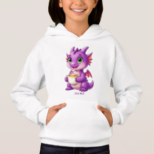 Cute Baby Dragon Holding Tea Cup Kawaii