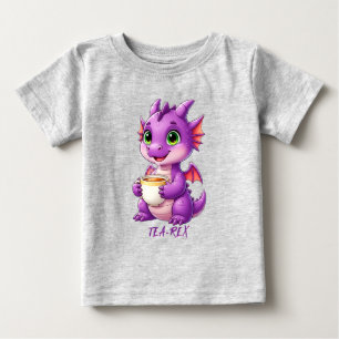 Cute Baby Dragon Holding Tea Cup Kawaii T-Shirt
