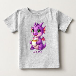 Cute Baby Dragon Holding Tea Cup Kawaii T-Shirt
