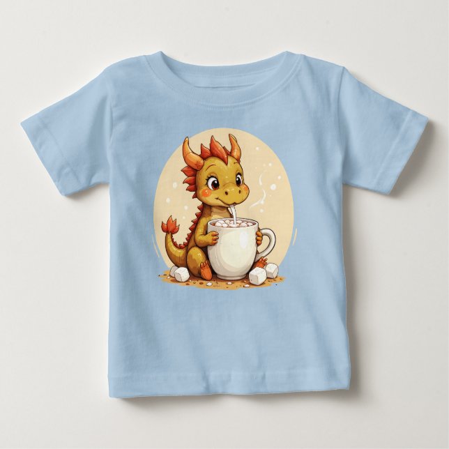 Cute Baby Dragon Hot Chocolate Kids Kawaii Cozy De Baby T-Shirt (Front)