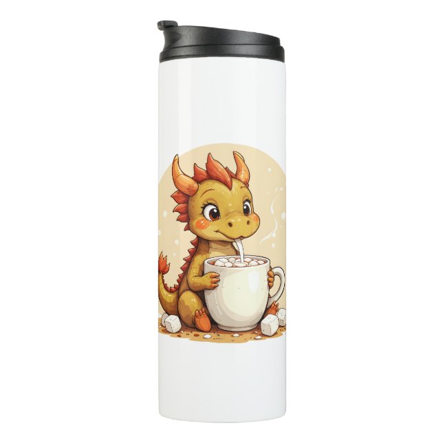Cute Baby Dragon Hot Chocolate Kids Kawaii Cozy De Thermal Tumbler (Rotated Right)