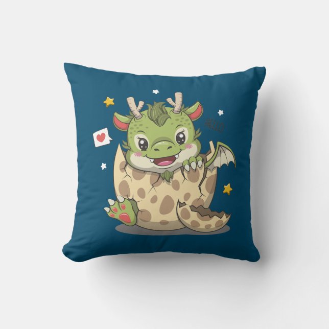 Cute Baby Dragon In Egg Cushion (Front)