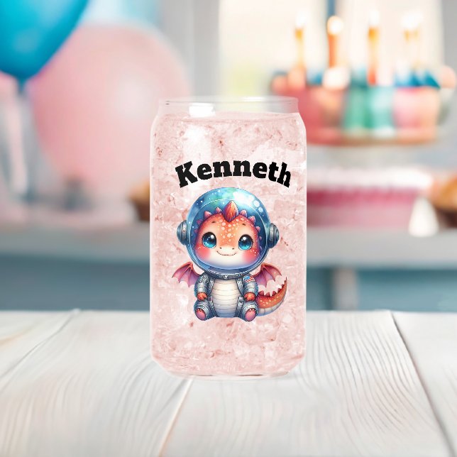 Cute baby dragon in space helmet! 🐉✨ can glass (Insitu (Baby Shower))