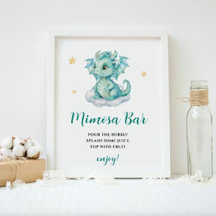 Cute Baby Dragon Mimosa Bar Poster