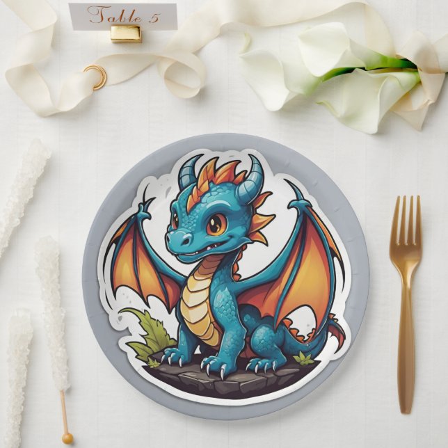 Cute Baby Dragon Paper Plate (Wedding)