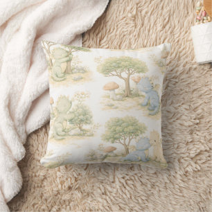Cute Baby Dragon Pastel Woodland Pattern (2) Cushion