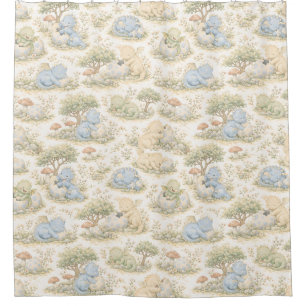 Cute Baby Dragon Pastel Woodland Pattern (3) Shower Curtain